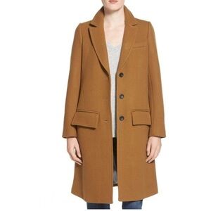 Madewell Single Breasted Wool Car Coat in Camel Size 2 Back Pleat